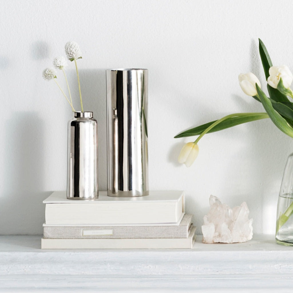 Polished Cylinder Vase - Silver