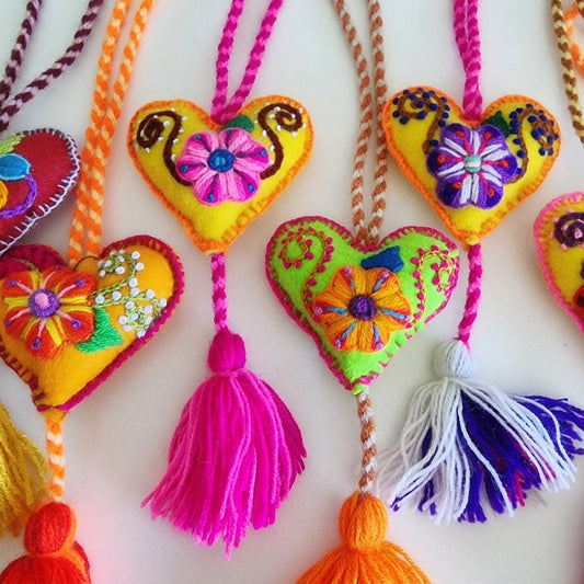 Hanging heart tassels
