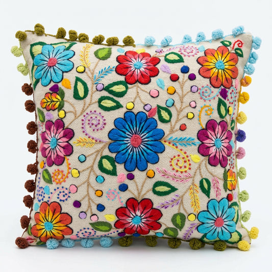 Flora Embroidered Cushion Cover