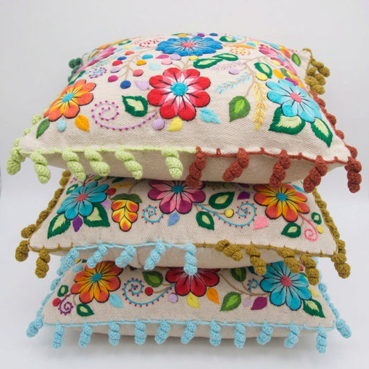Flora Embroidered Cushion Cover