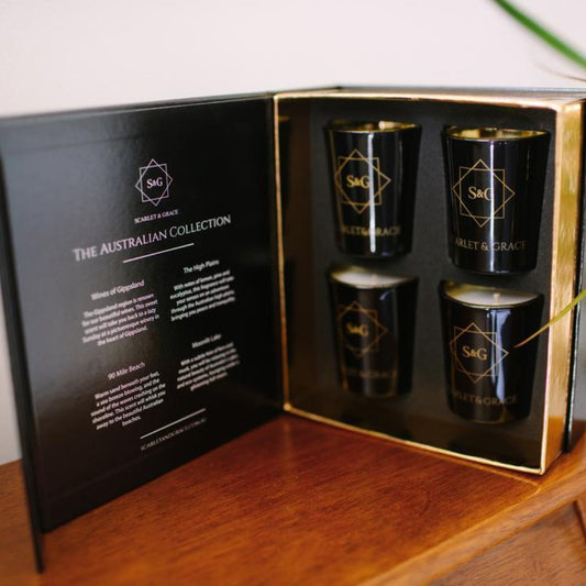 Candle Gift Pack, The Australian Collection.Scarlet & Grace Limited Edition Candle Set of 4