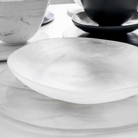White Swirl Resin Salad Bowl