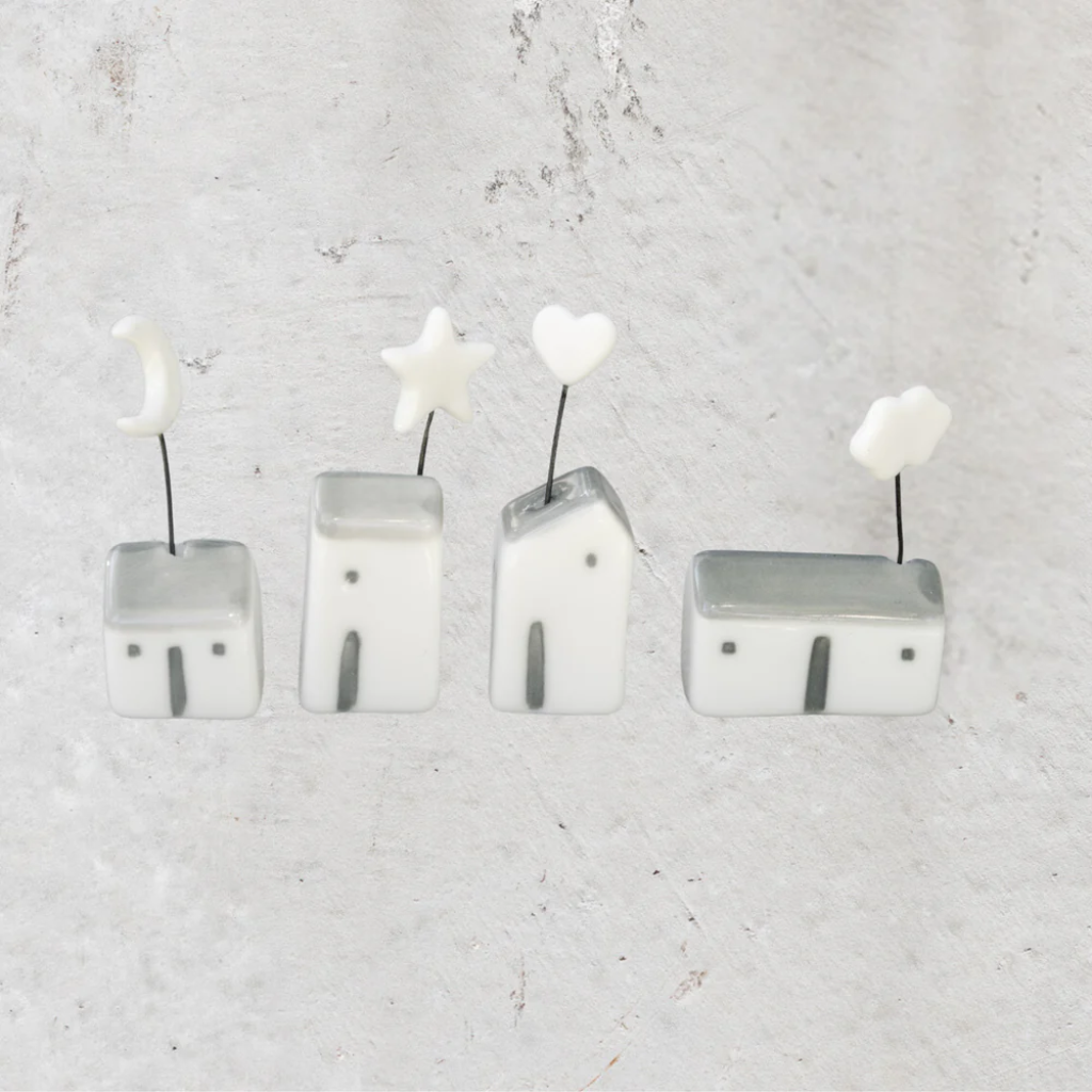 Porcelain Tiny Cottages & Little Wire Shapes (select cottage + wire)