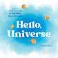 Book cover of 'Hello, Universe' with celestial designs and text on a blue background
