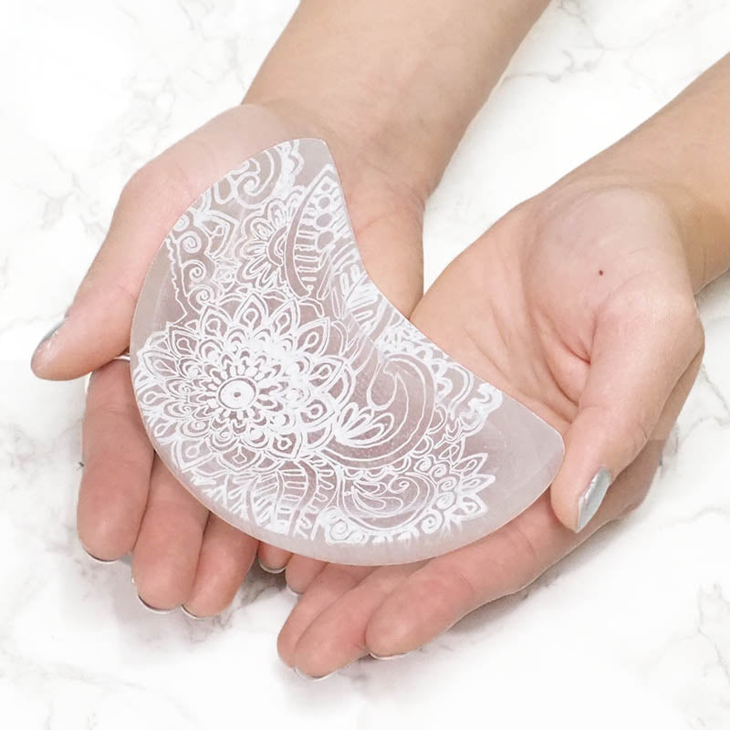 Selenite Moon Engraved Bowl