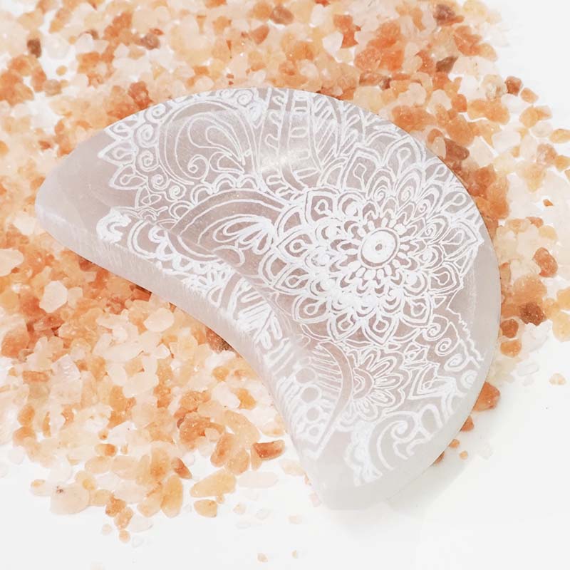 Selenite Moon Engraved Bowl