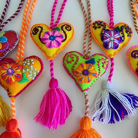 Hanging heart tassels