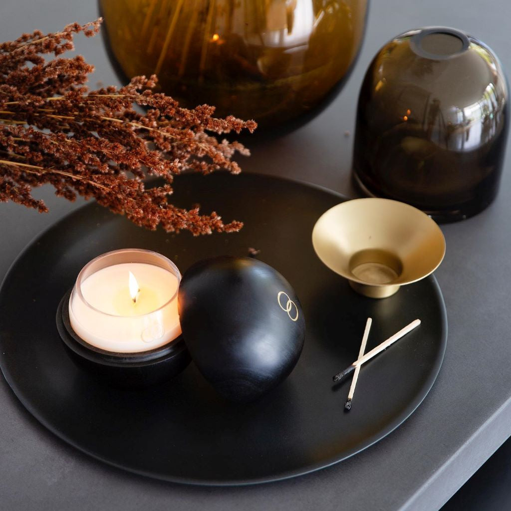 Only orb ceramic candle holder black