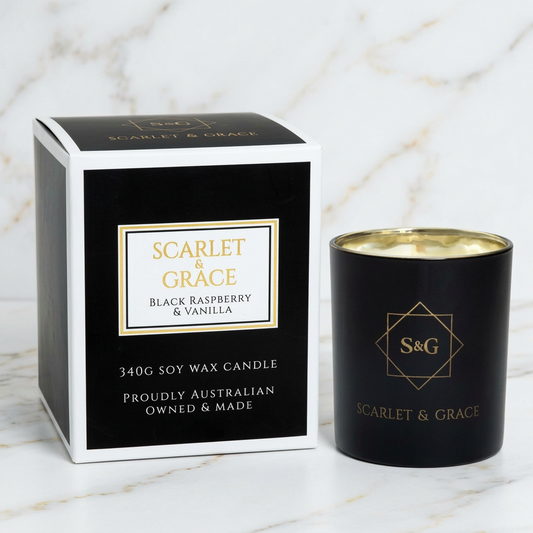 Scarlet and Grace Black Raspberry & Vanilla Candle from ONYX & PEARL