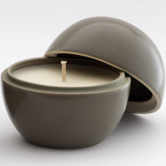 Ceramic Orb Olive & Sari Candle